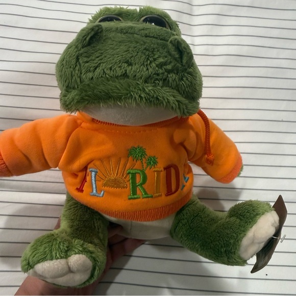 Florida Green Plush Alligator with Orange Hoodie Small - Picture 3 of 6